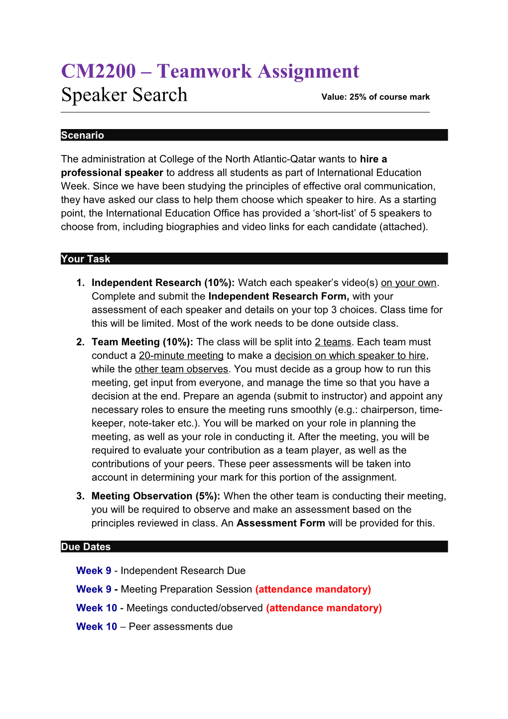 CM2200 Teamwork Assignment