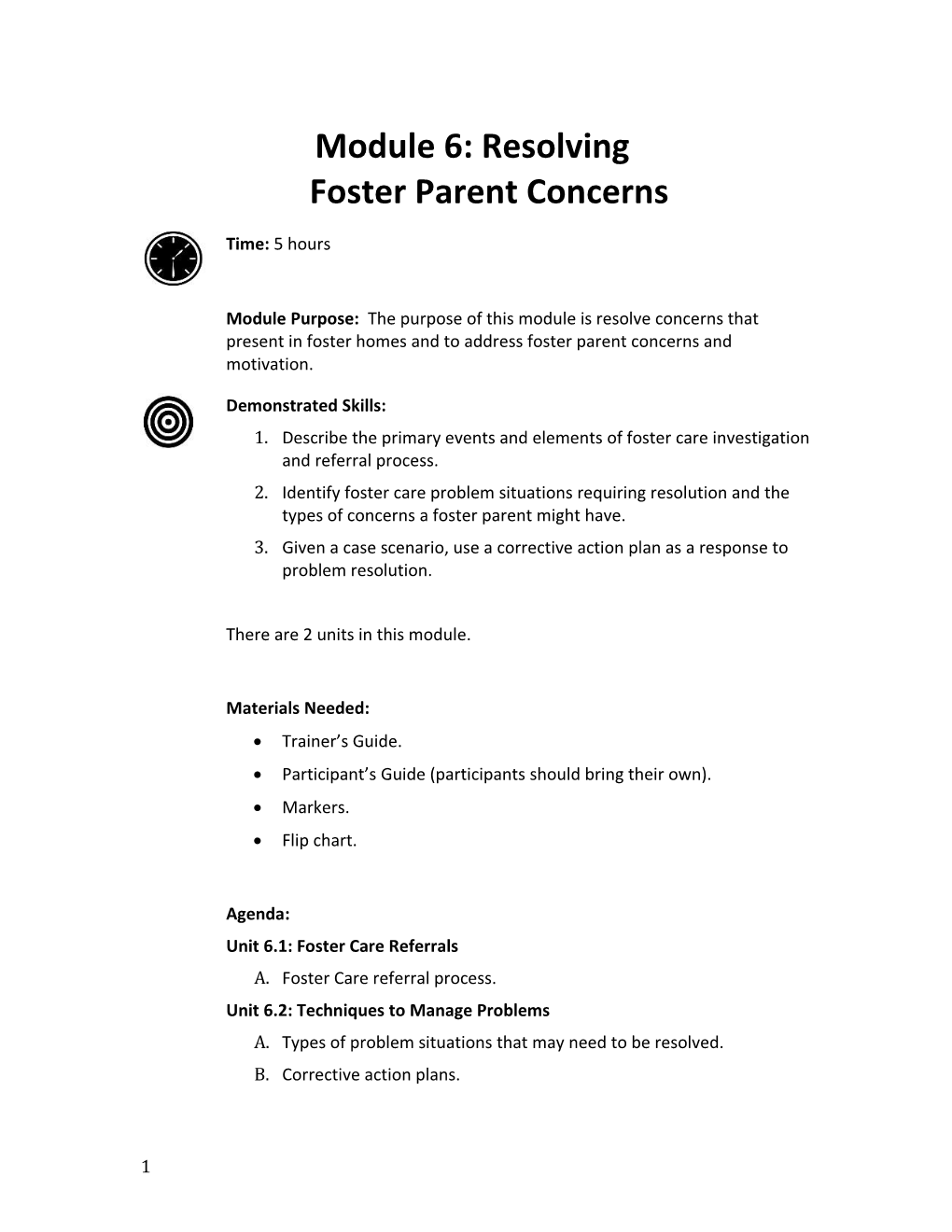 Module 6: Resolving Foster Parent Concerns
