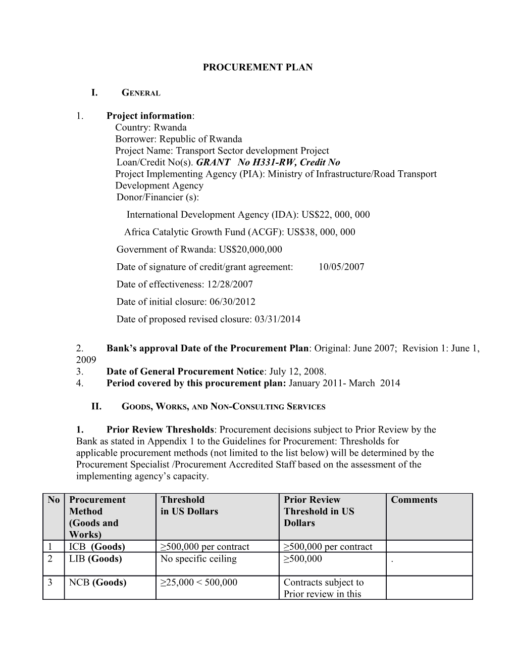 Project Name: Transport Sector Development Project