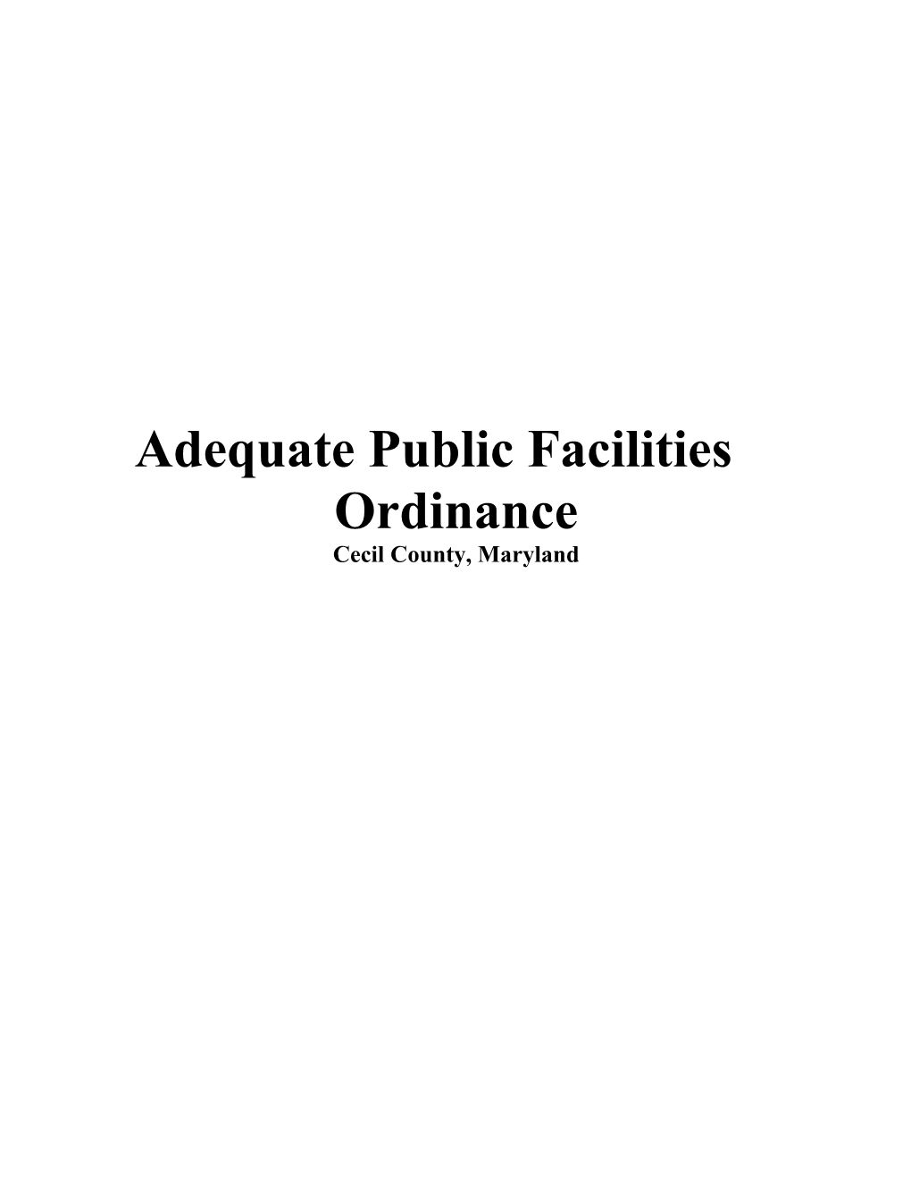 Adequate Public Facilities