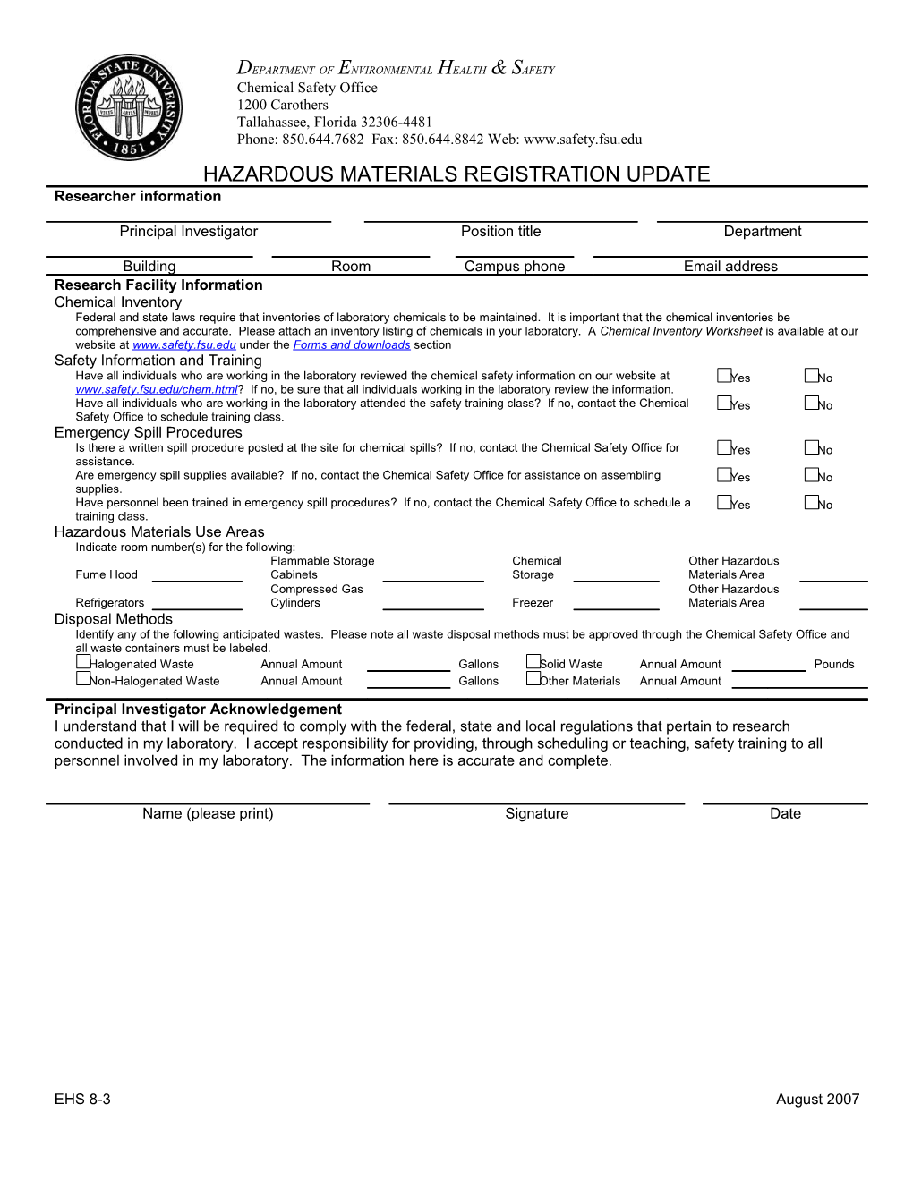 Hazardous Materials Registration Update