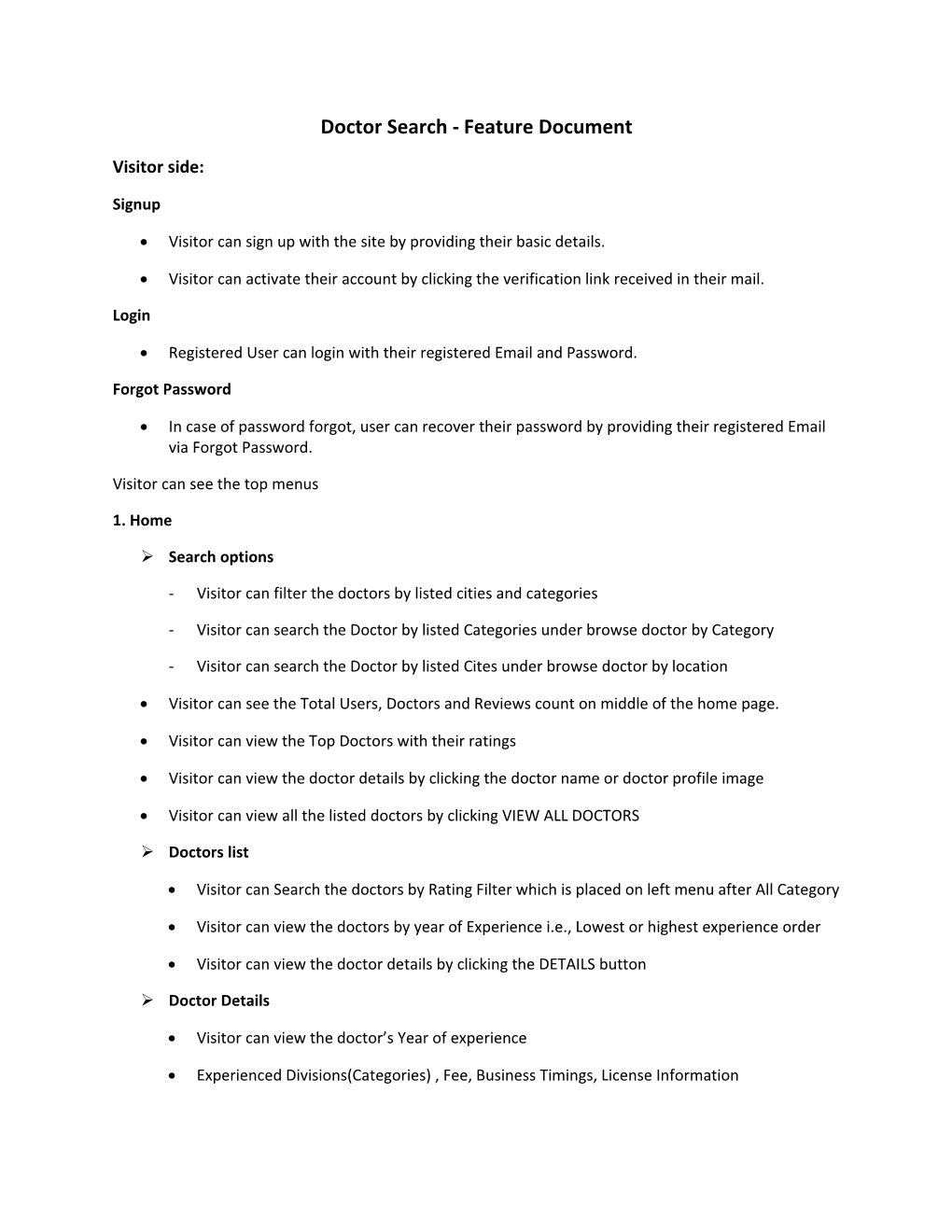 Doctor Search - Feature Document