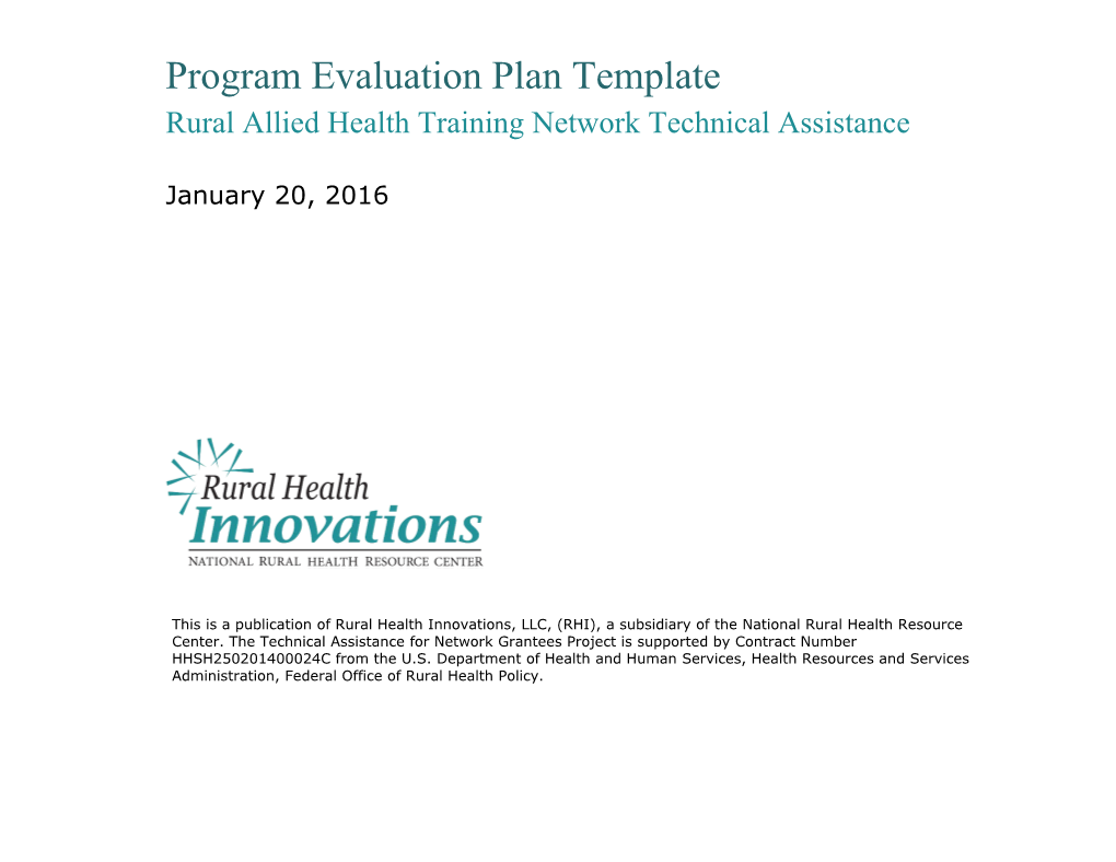 Program Evaluation Plan