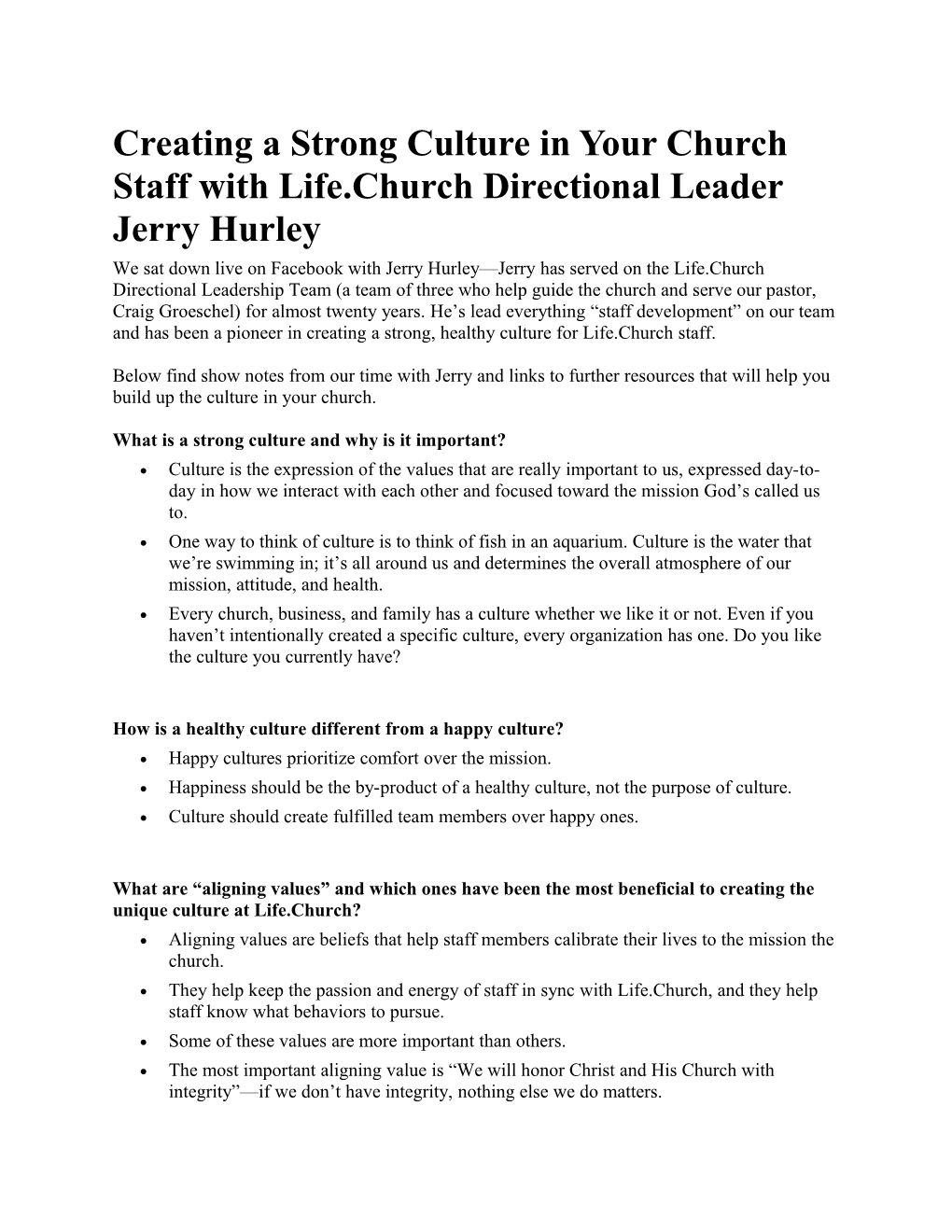 Creating a Strong Culture in Your Church Staff with Life.Church Directional Leader Jerry
