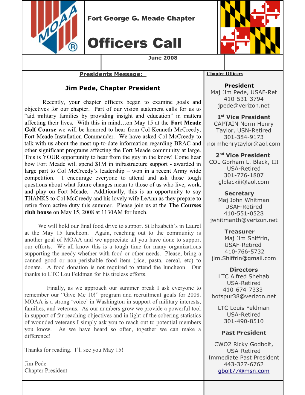 June 2008 FGGM/MOAA Newsletter