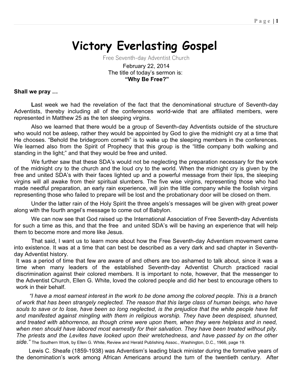 Victory Everlasting Gospel