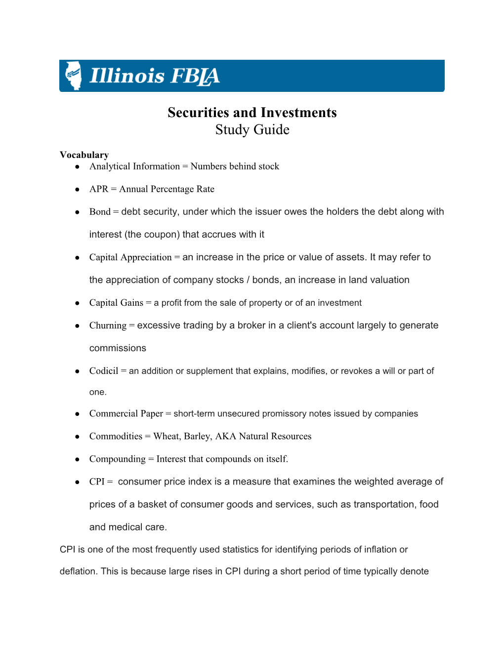 Securities and Investments