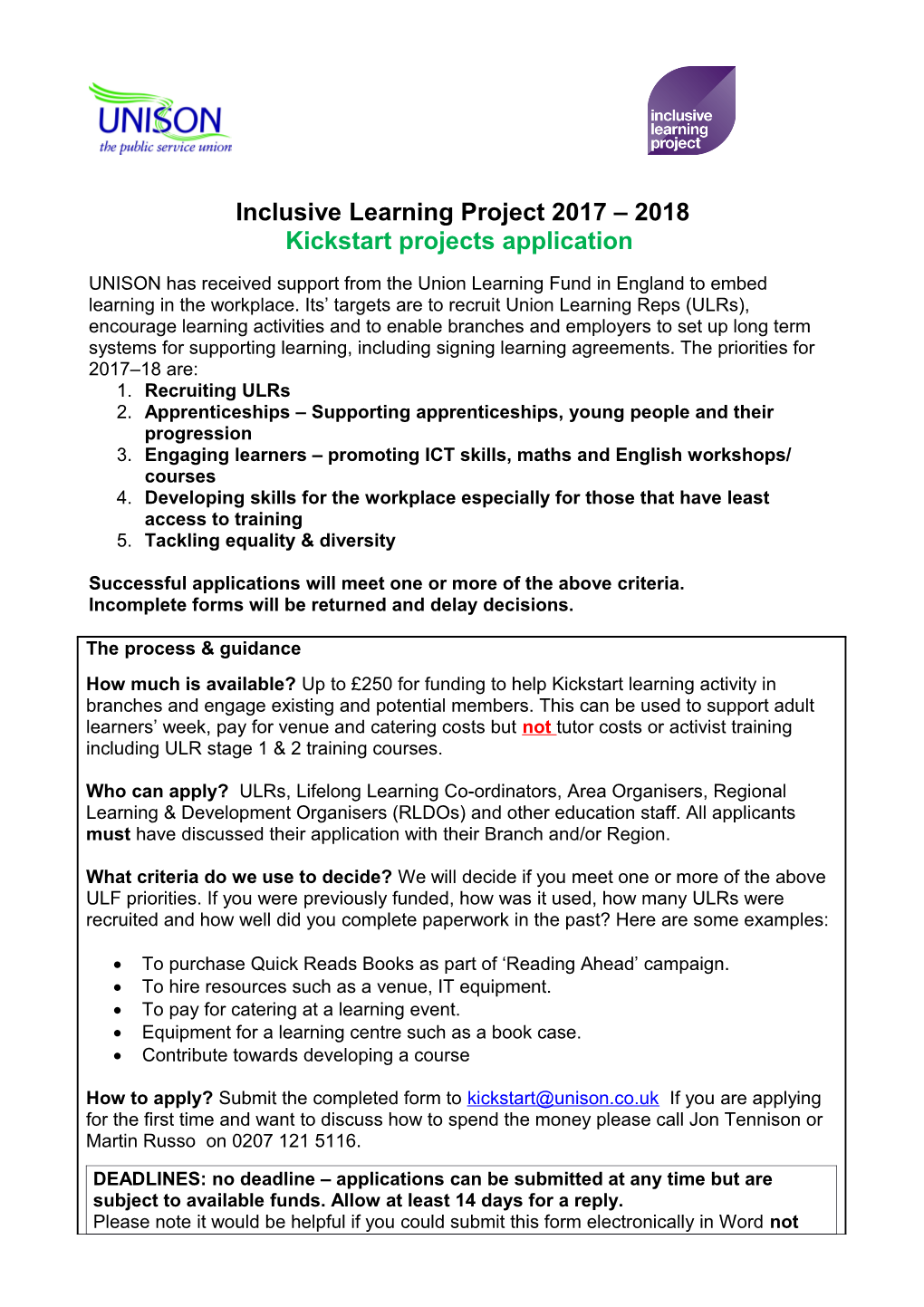 Inclusive Learning Project 2017 2018