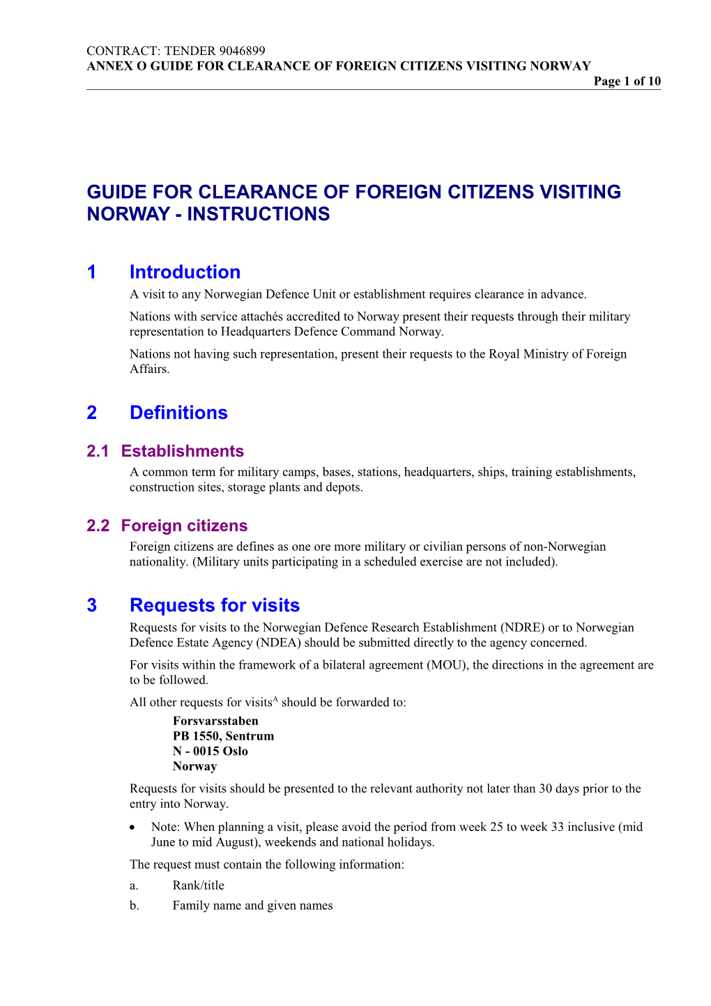 Guide for Clearance of Foreign Citizens