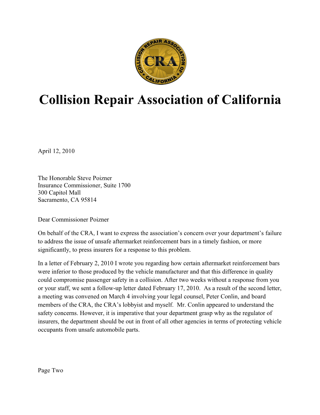 Breaking News from the Collision Repair Association of California