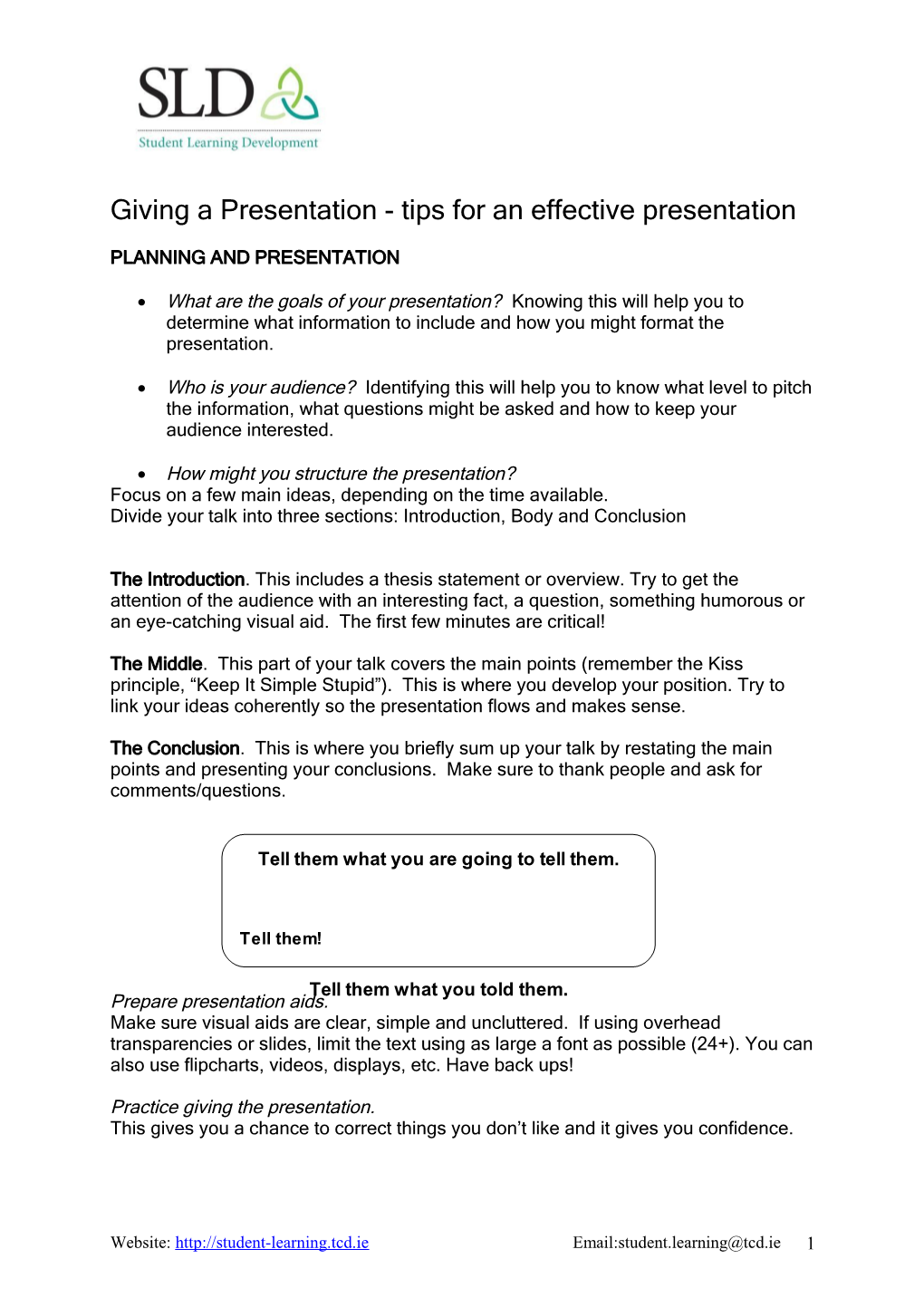 Giving a Presentation - Tips for an Effective Presentation