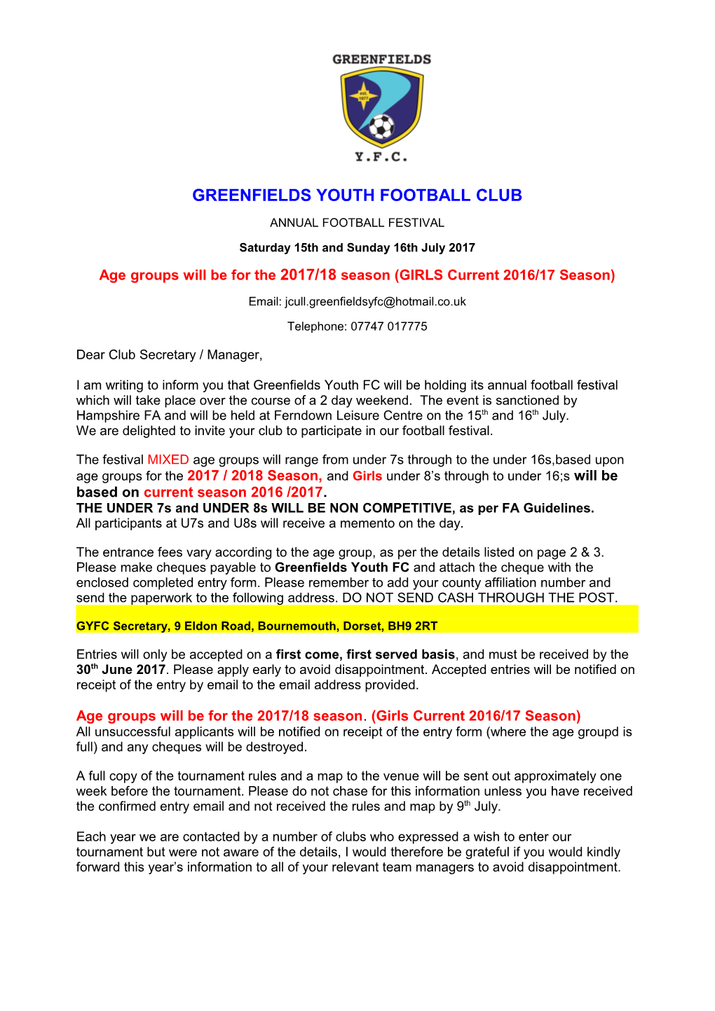 Greenfields Youth Football Club