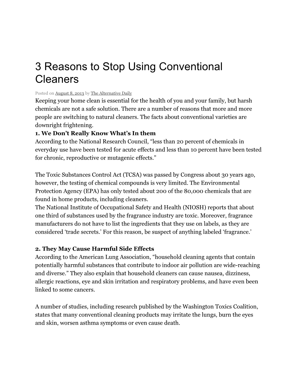 3 Reasons to Stop Using Conventional Cleaners