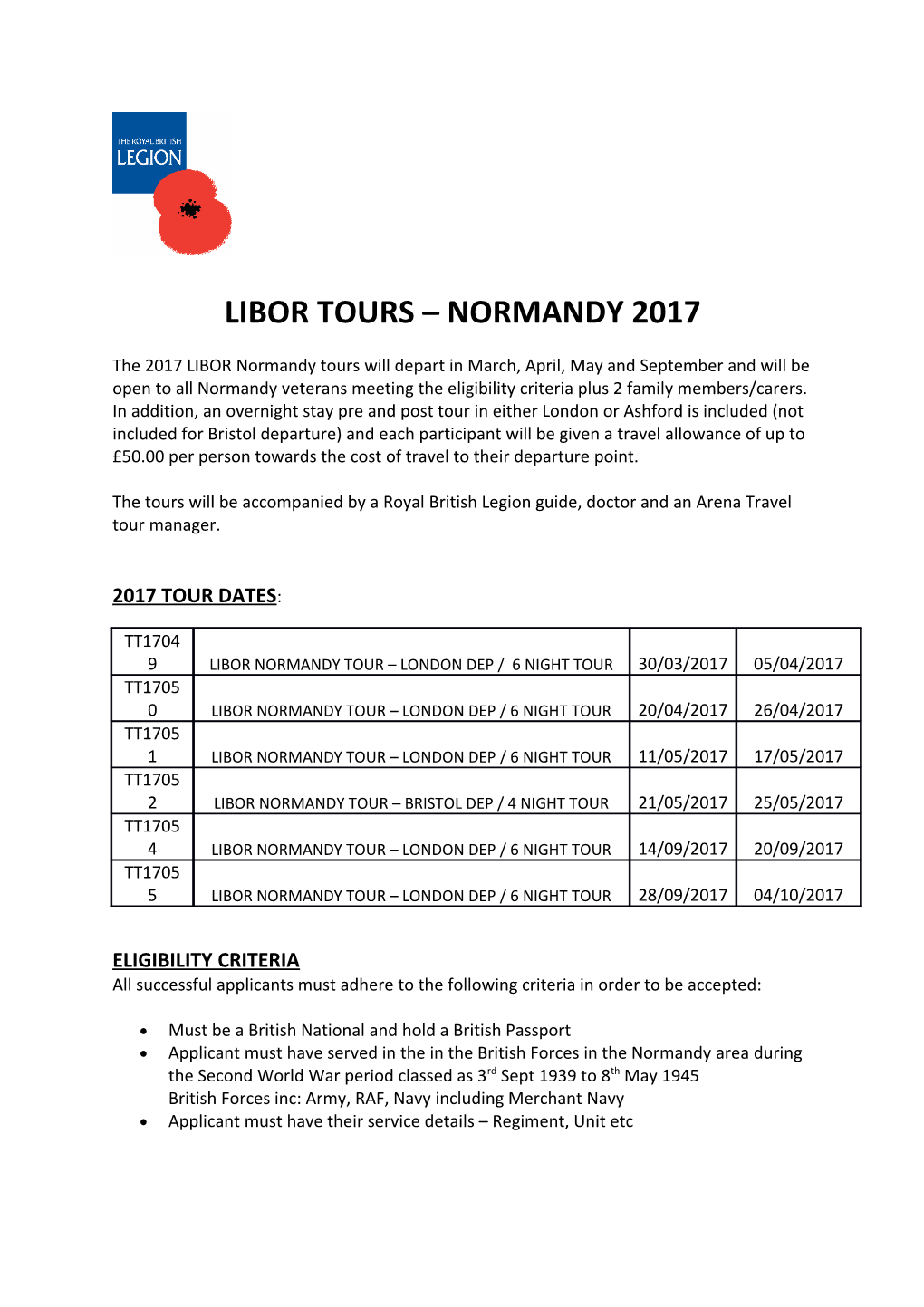 Libor Tours Normandy 2017