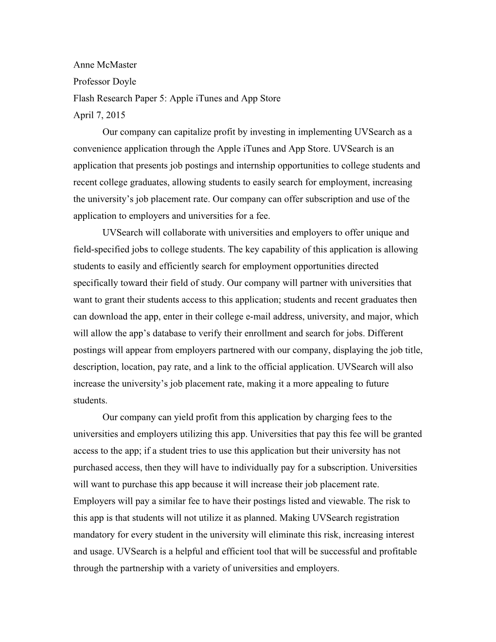 Flash Research Paper 5: Apple Itunes and App Store