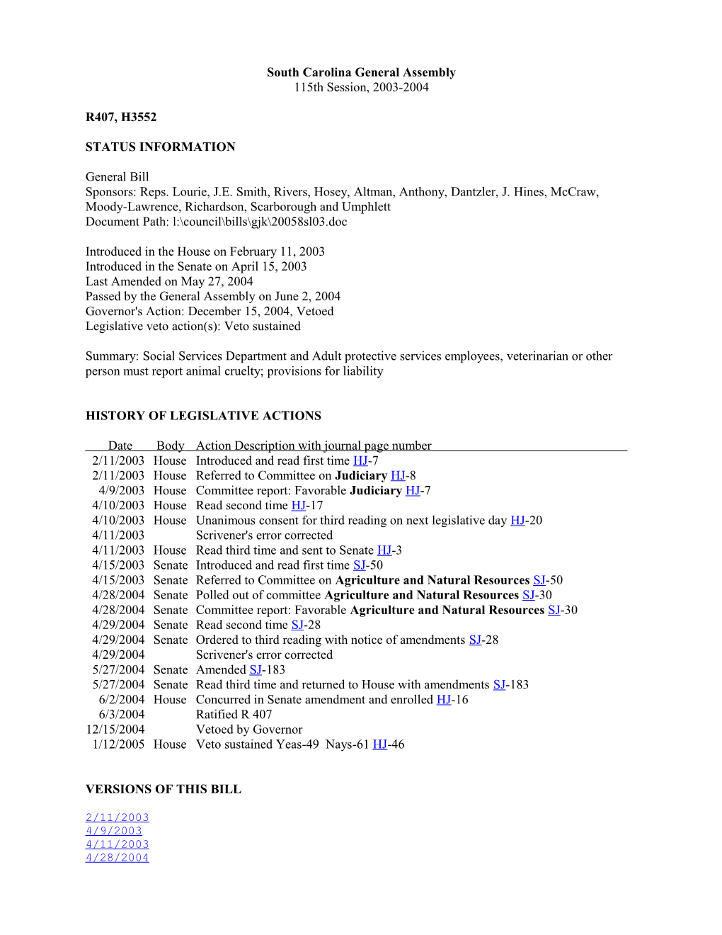 2003-2004 Bill 3552: Social Services Department and Adult Protective Services Employees