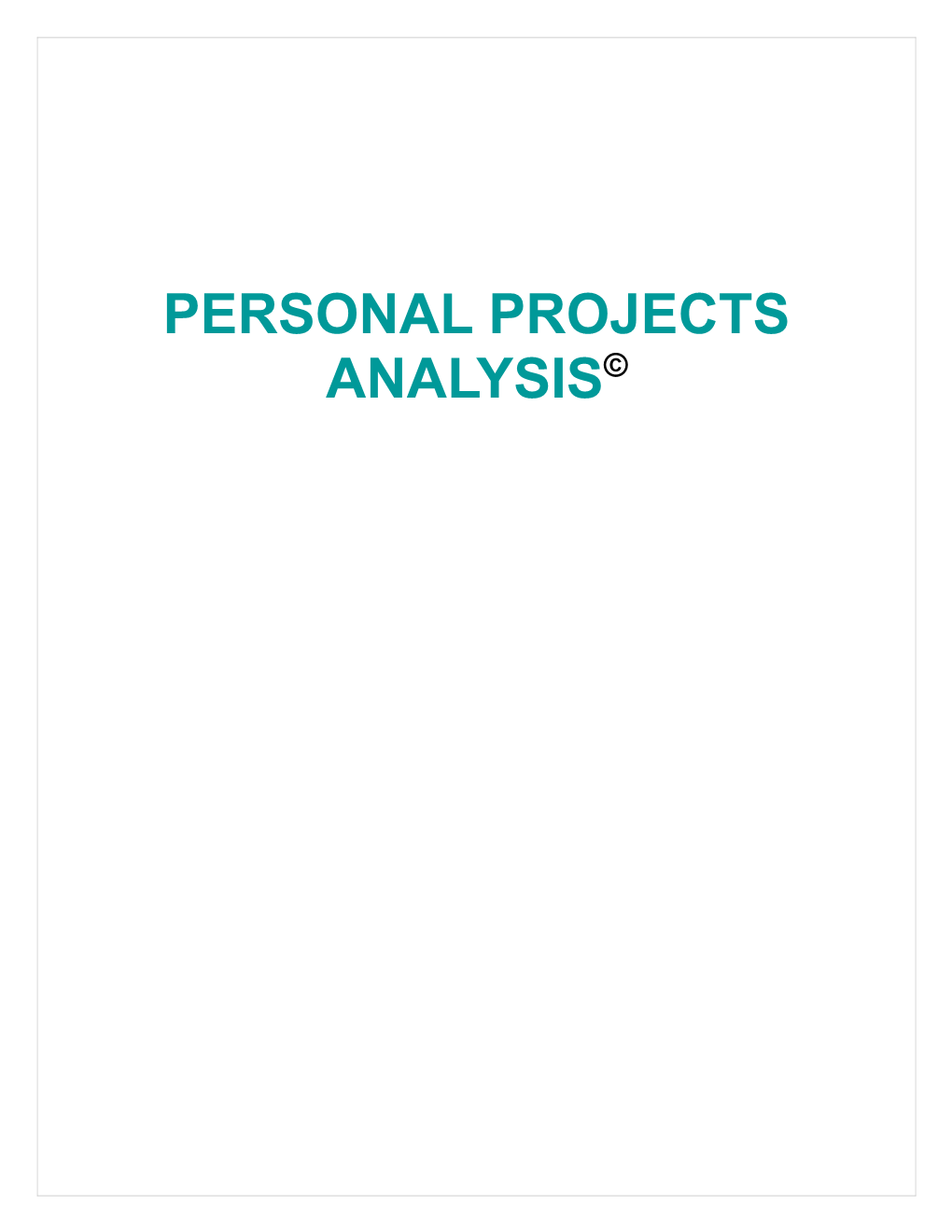 Personal Projects Analysis