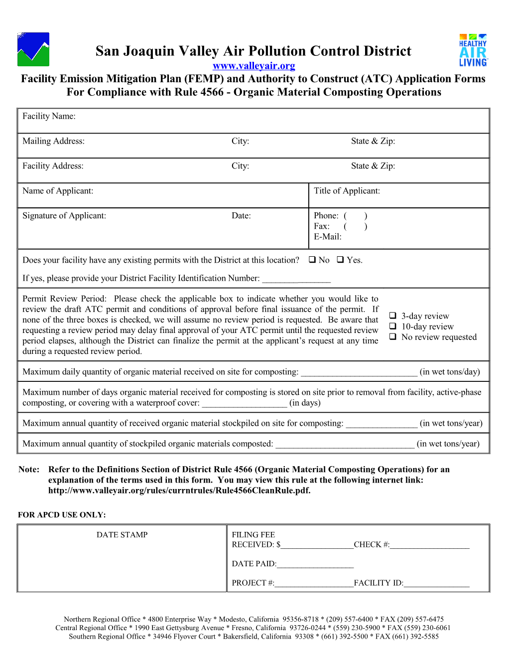 Greenwaste Composting - PTO Application Form