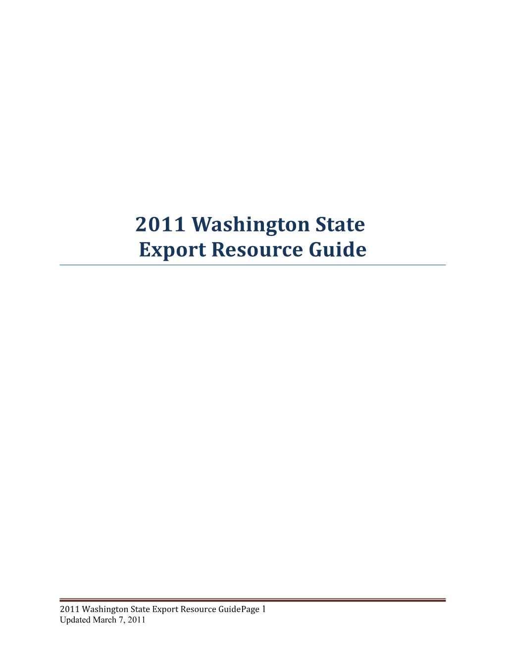 2011 Washington State Export Resource Guide