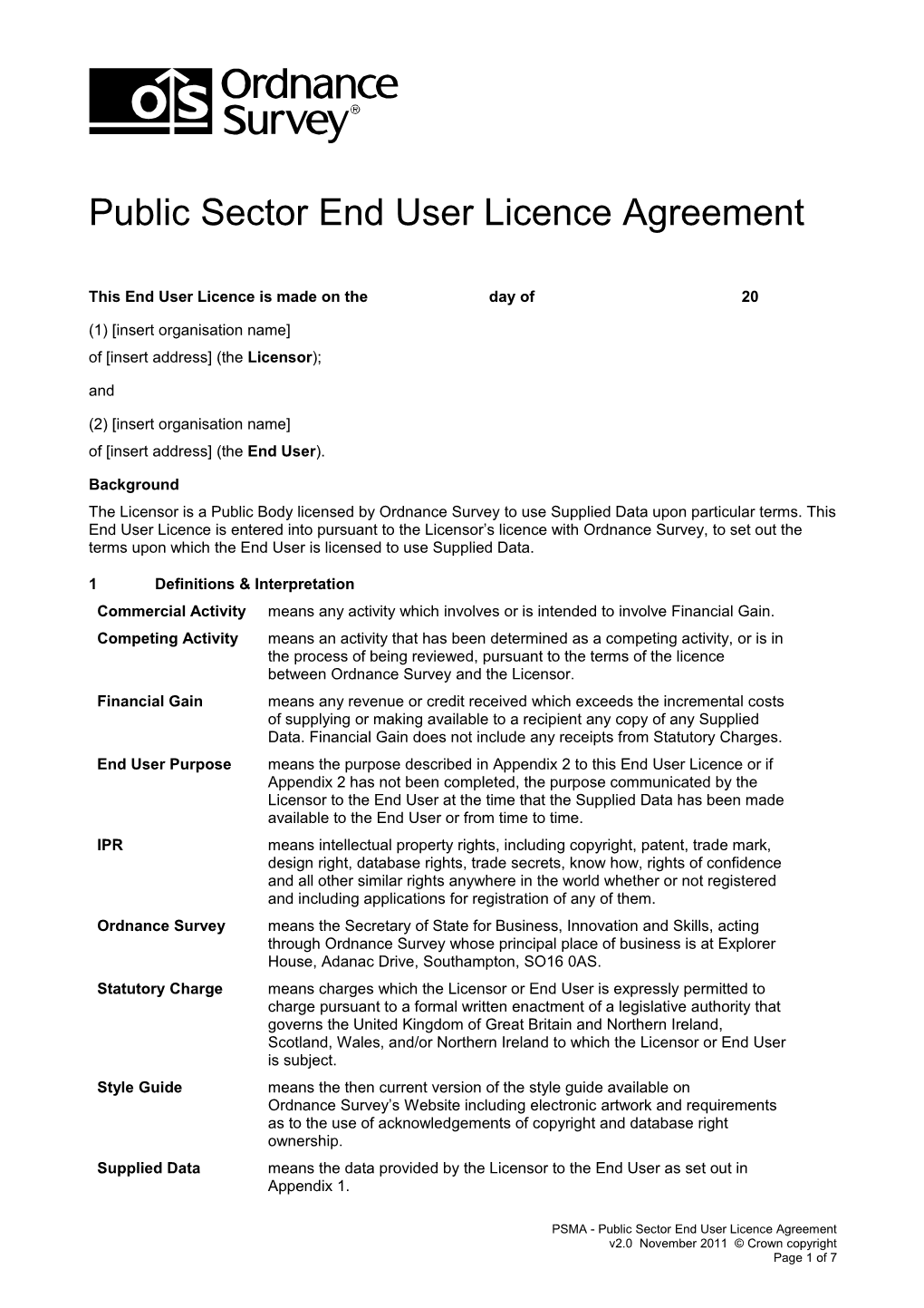 PSMA - Public Sector End User Licence Agreement