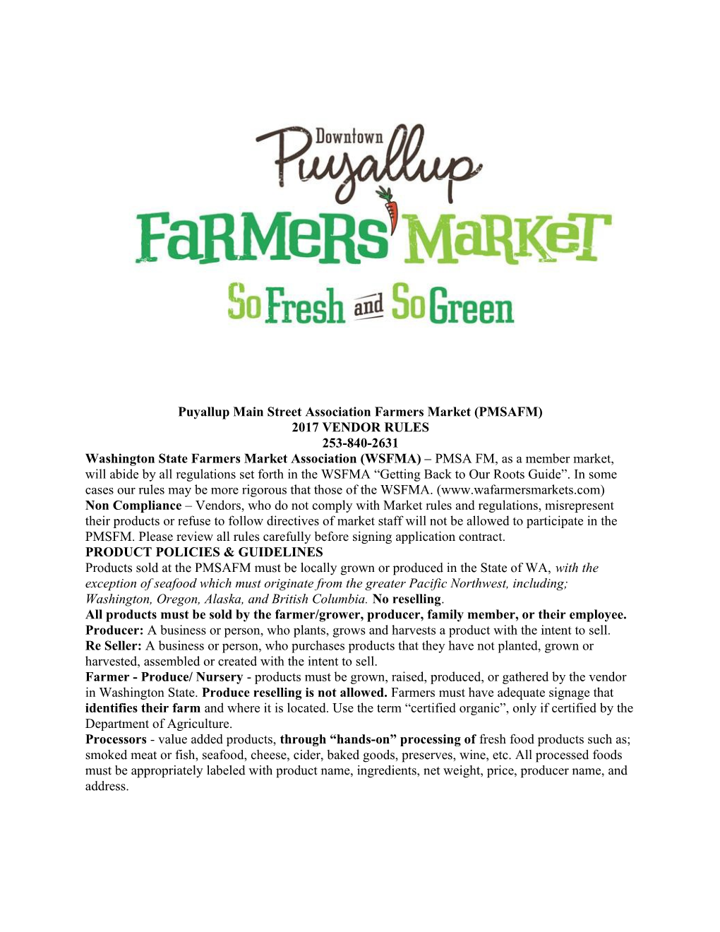 Puyallup Main Street Association Farmers Market (PMSAFM)