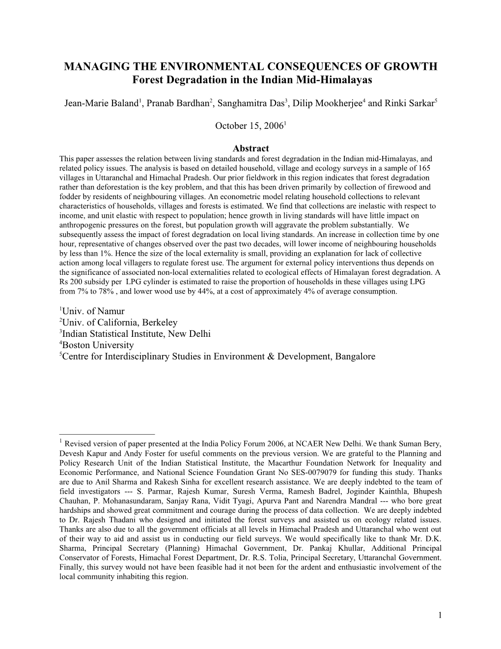 MAPPING LIVELIHOODS and LOCAL FORESTS in the INDIAN MIDDLE-HIMALAYAS: Evidence from Field