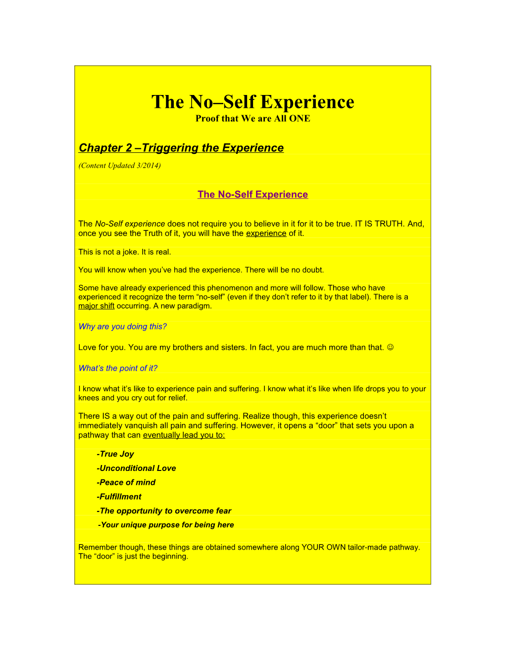 The No-Self Experience