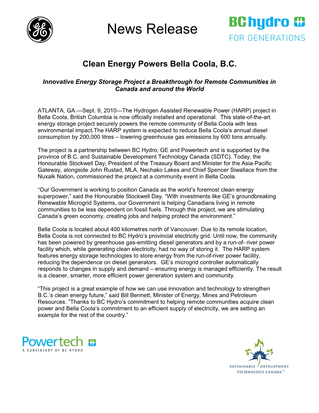 Clean Energy Powers Bella Coola, B.C