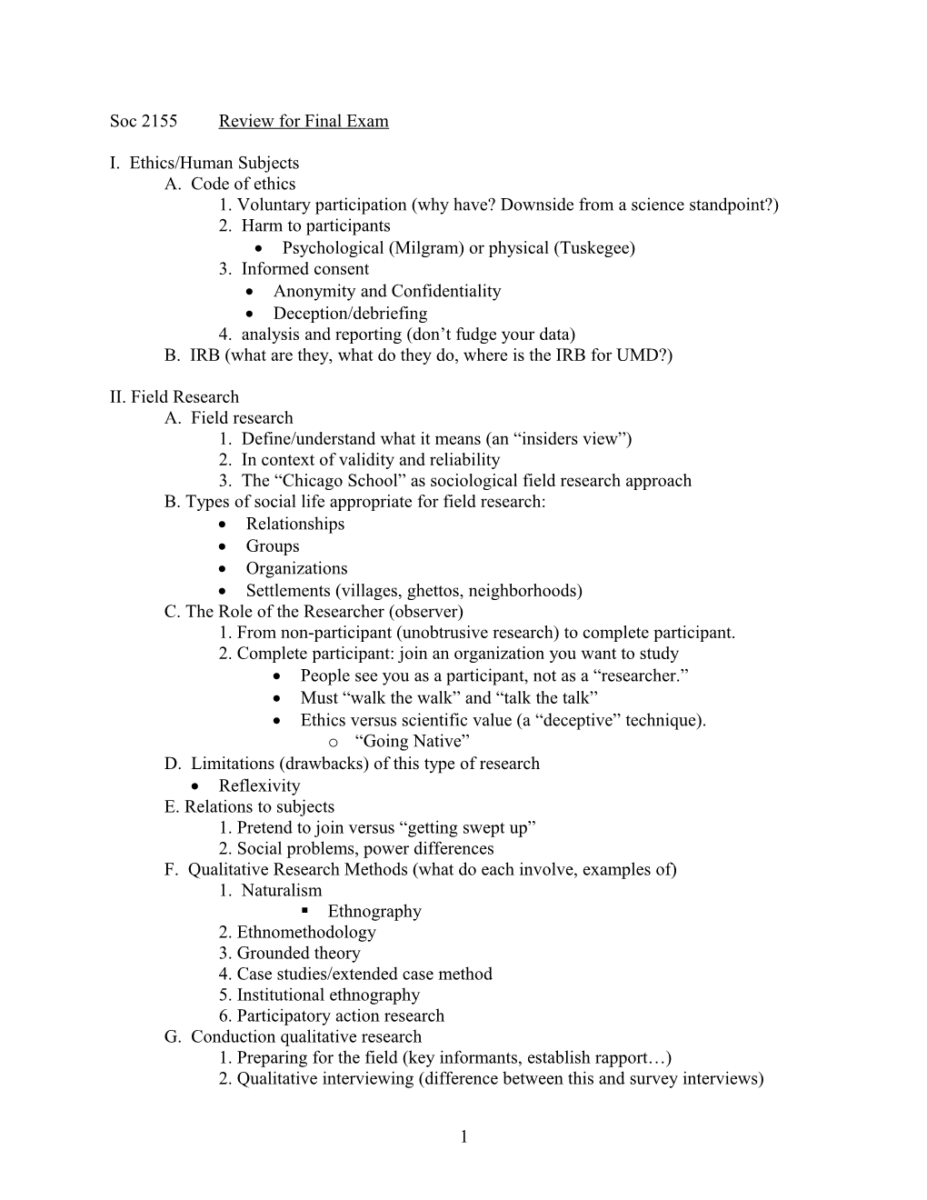 Soc 2155Review for Final Exam