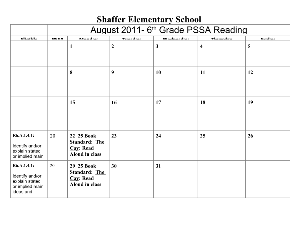 April 2011- 3Rd Grade PSSA Math