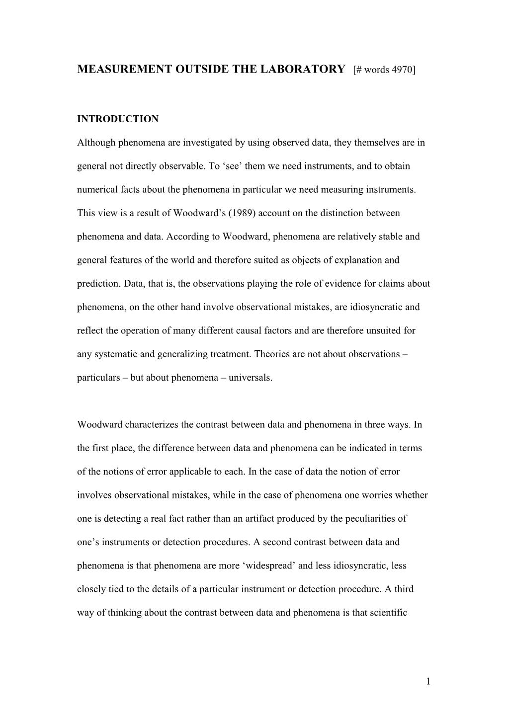 MEASUREMENT OUTSIDE the LABORATORY # Words 4970