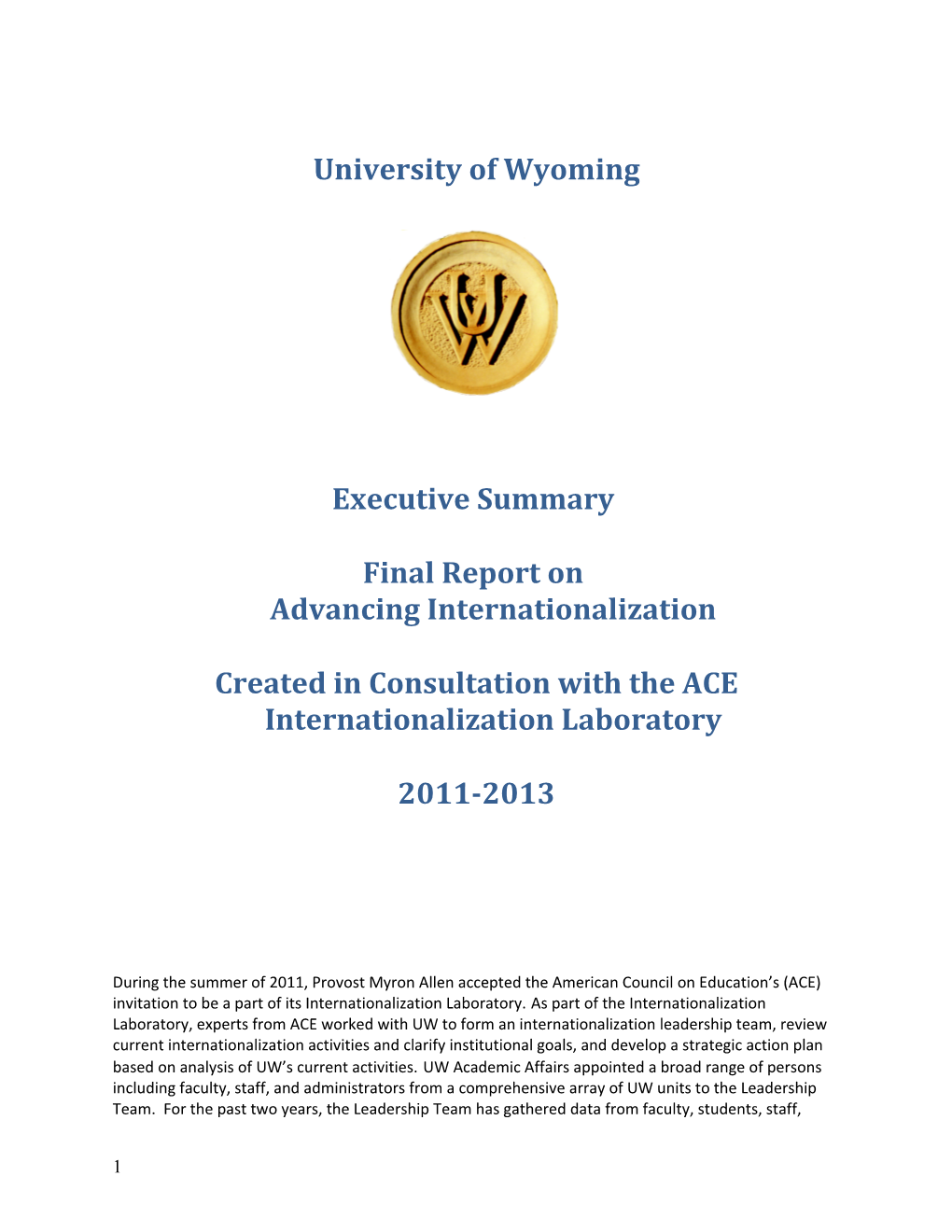 Final Report on Advancing Internationalization