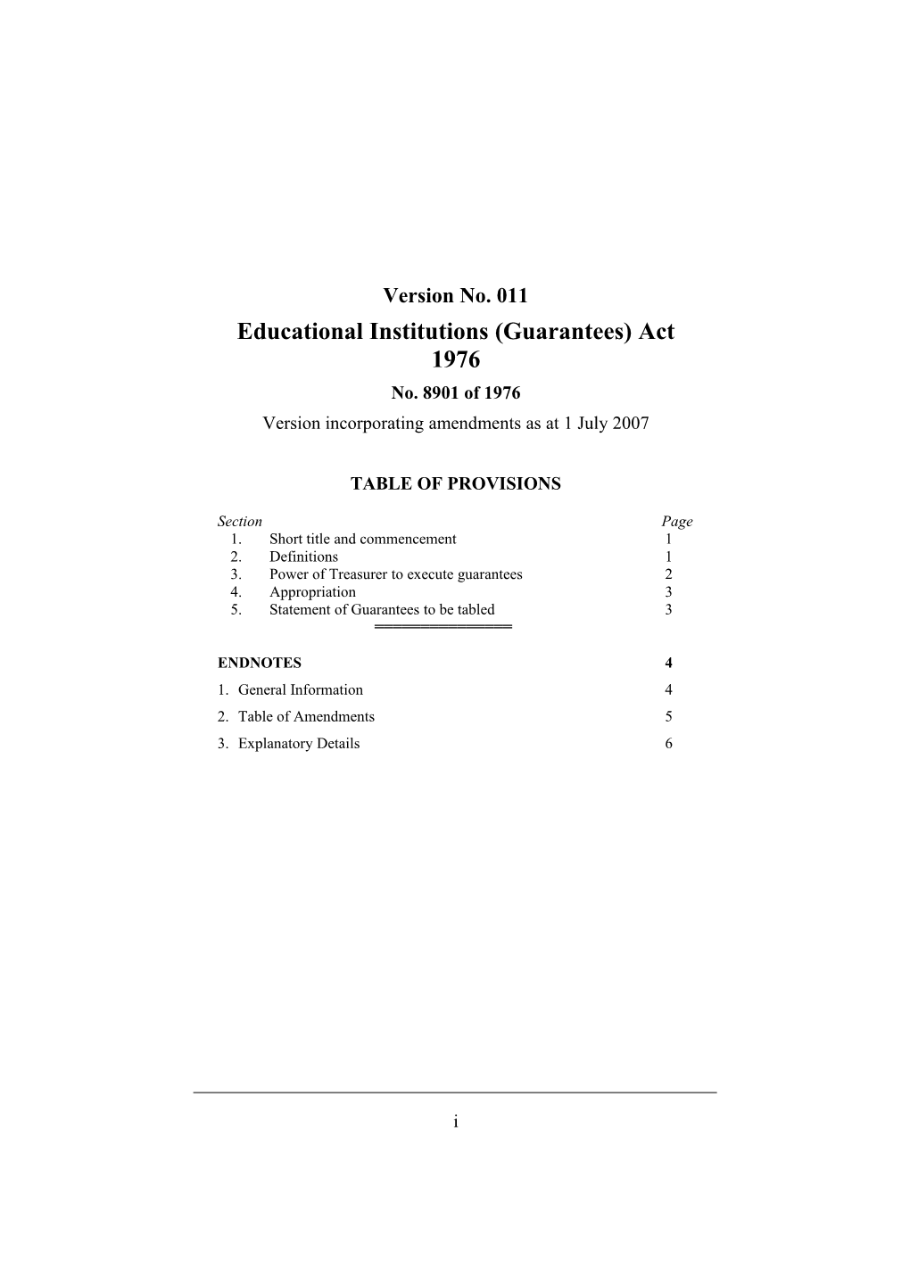 Educational Institutions (Guarantees) Act 1976