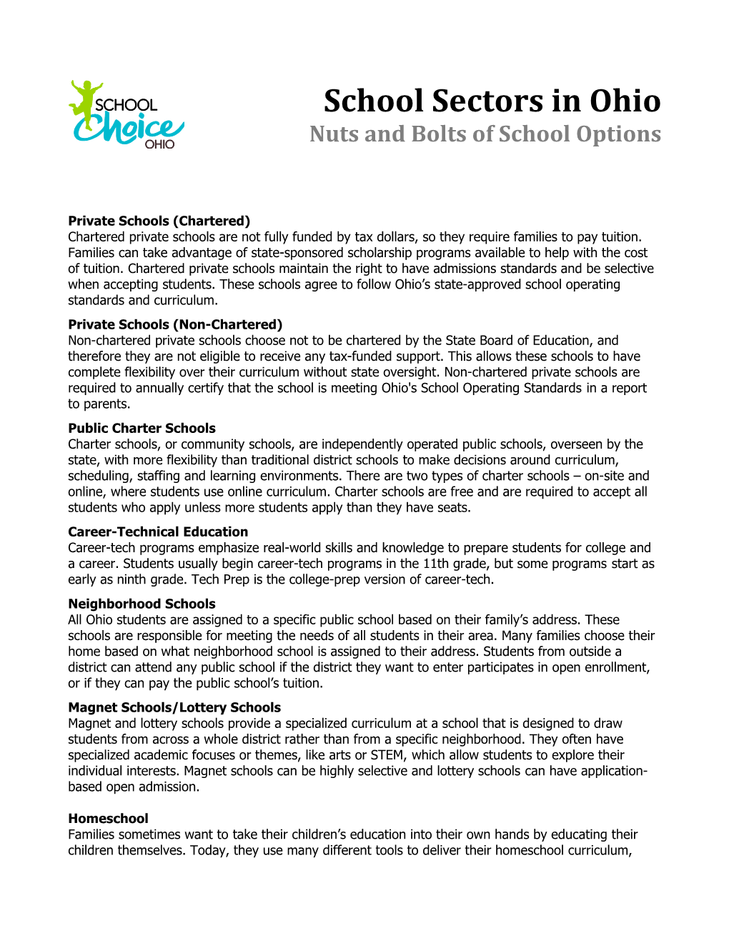 School Sectors in Ohionuts and Bolts of School Options