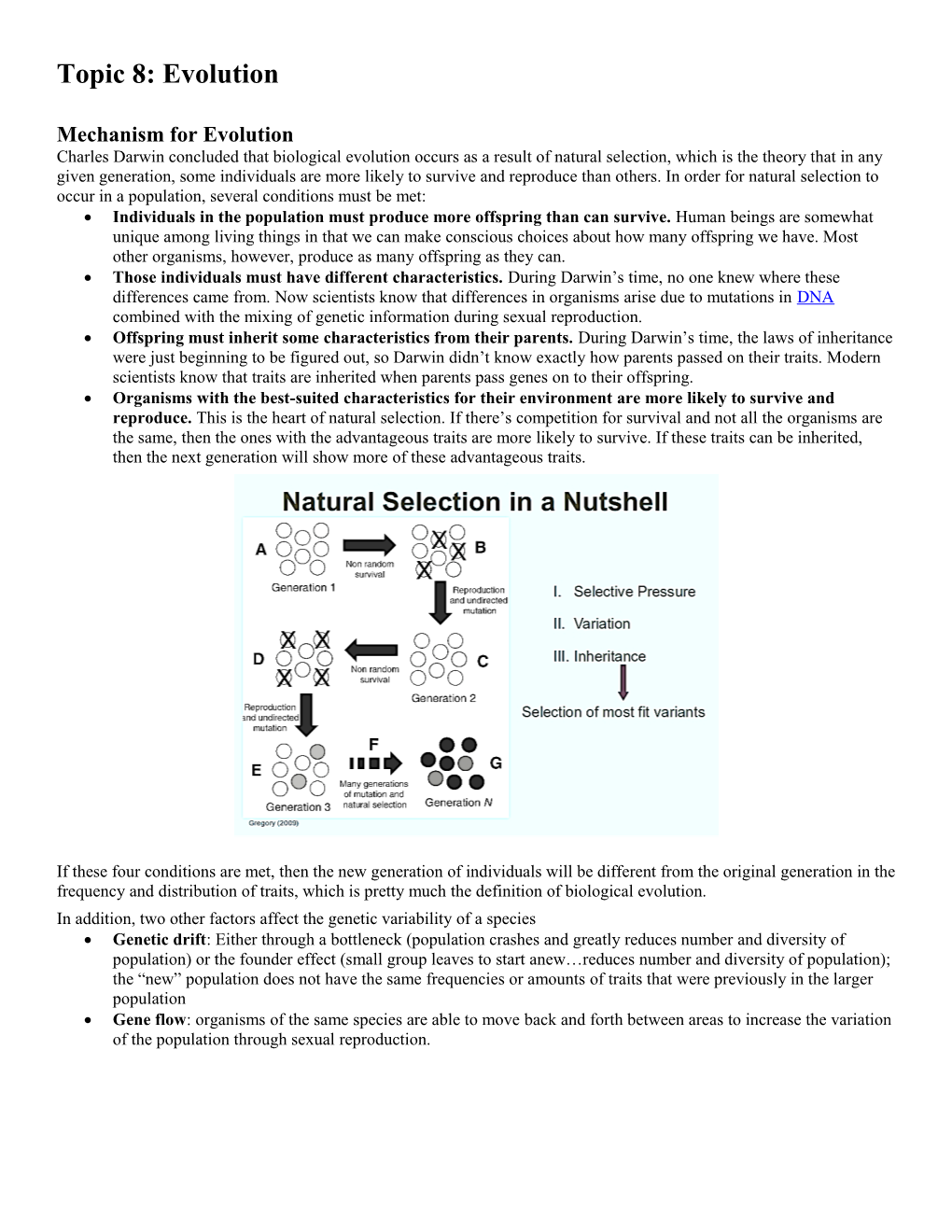 Topic 8: Evolution