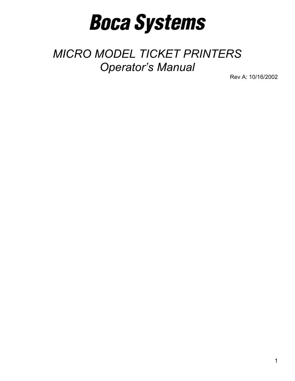 Micro Model Ticket Printers