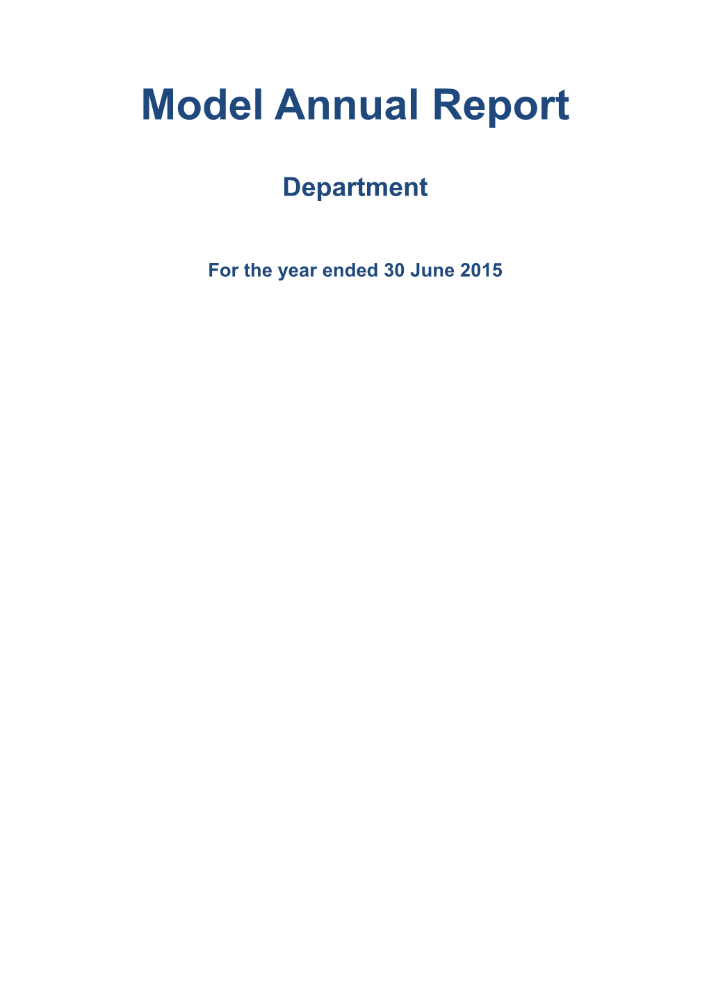 Model Annual Report for Departments