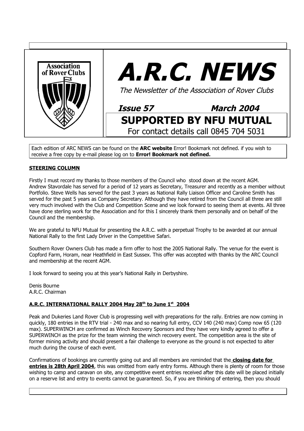 ARC News No. 57 March 2004 Page 1