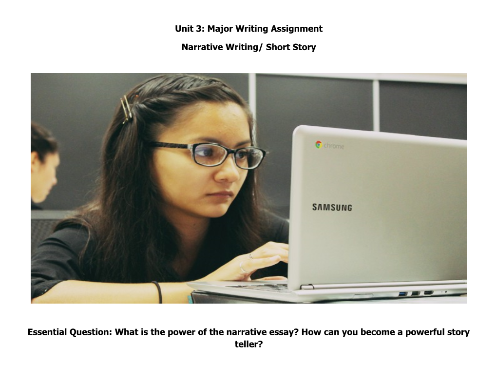 Unit 3: Major Writing Assignment