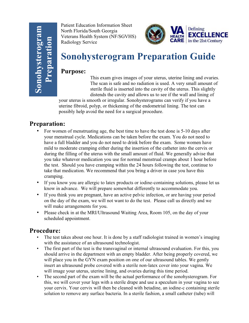 Sonohysterogram Preparation Guide