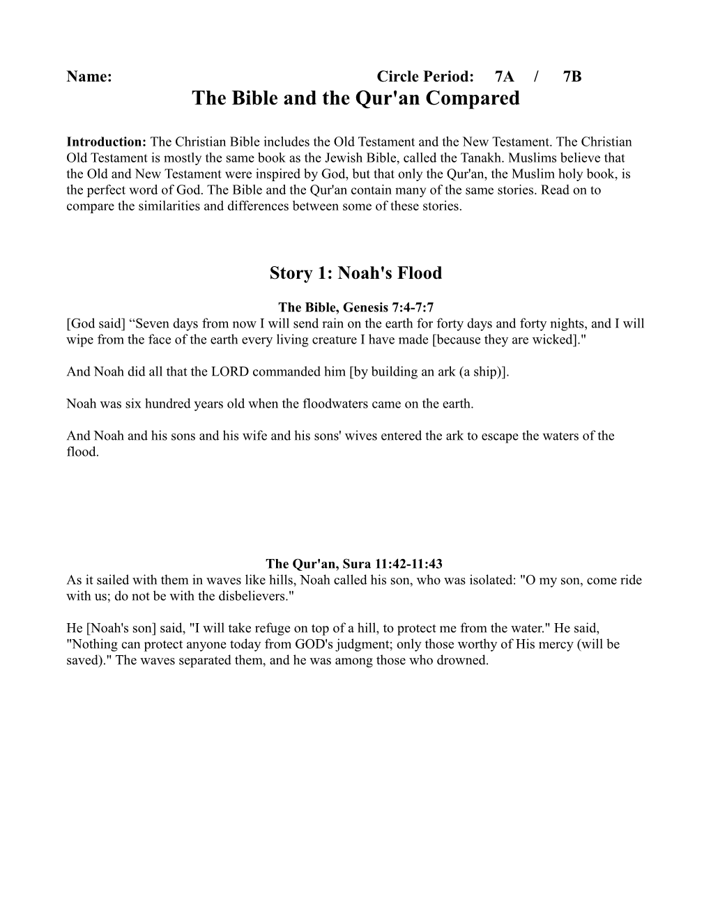 The Bible and the Qur'an Compared