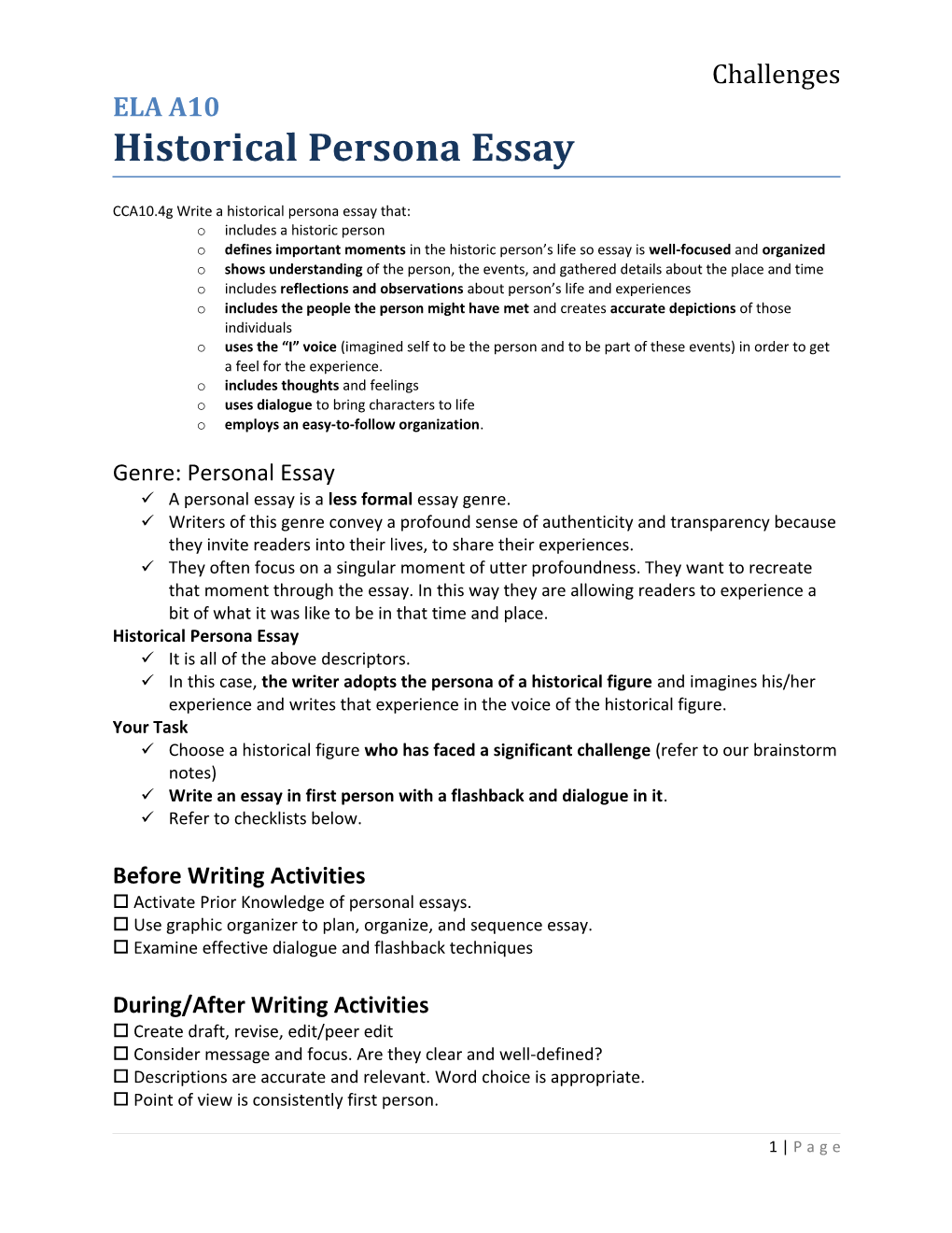CCA10.4G Write a Historical Persona Essay That