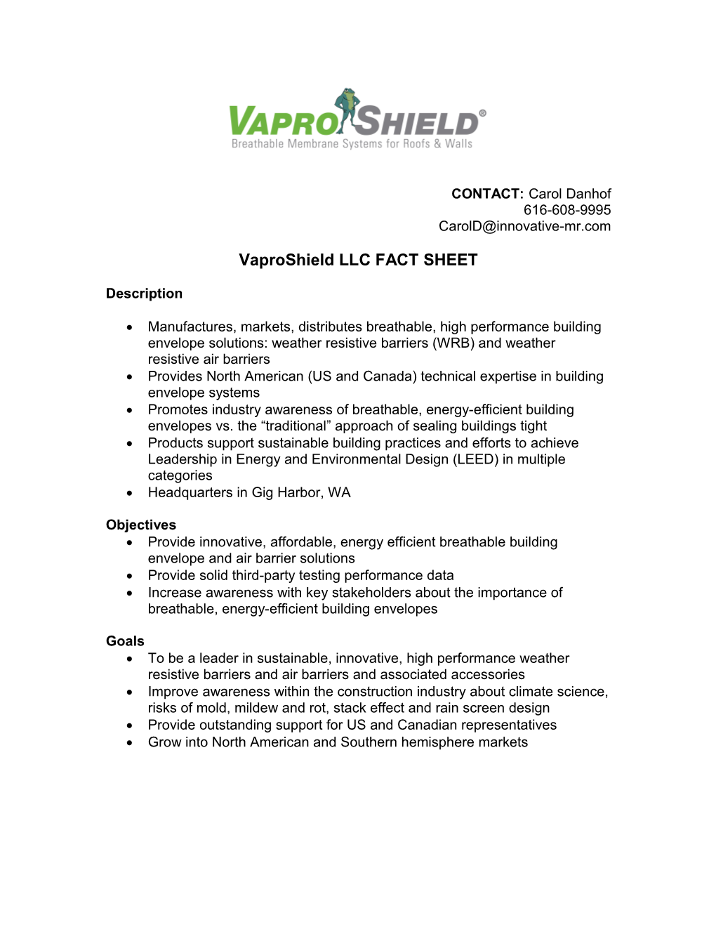Vaproshield LLC FACT SHEET