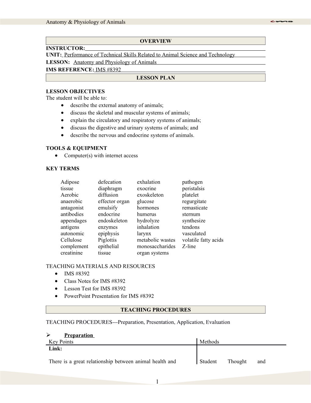 UNIT:Performance of Technical Skills Related to Animal Science and Technology