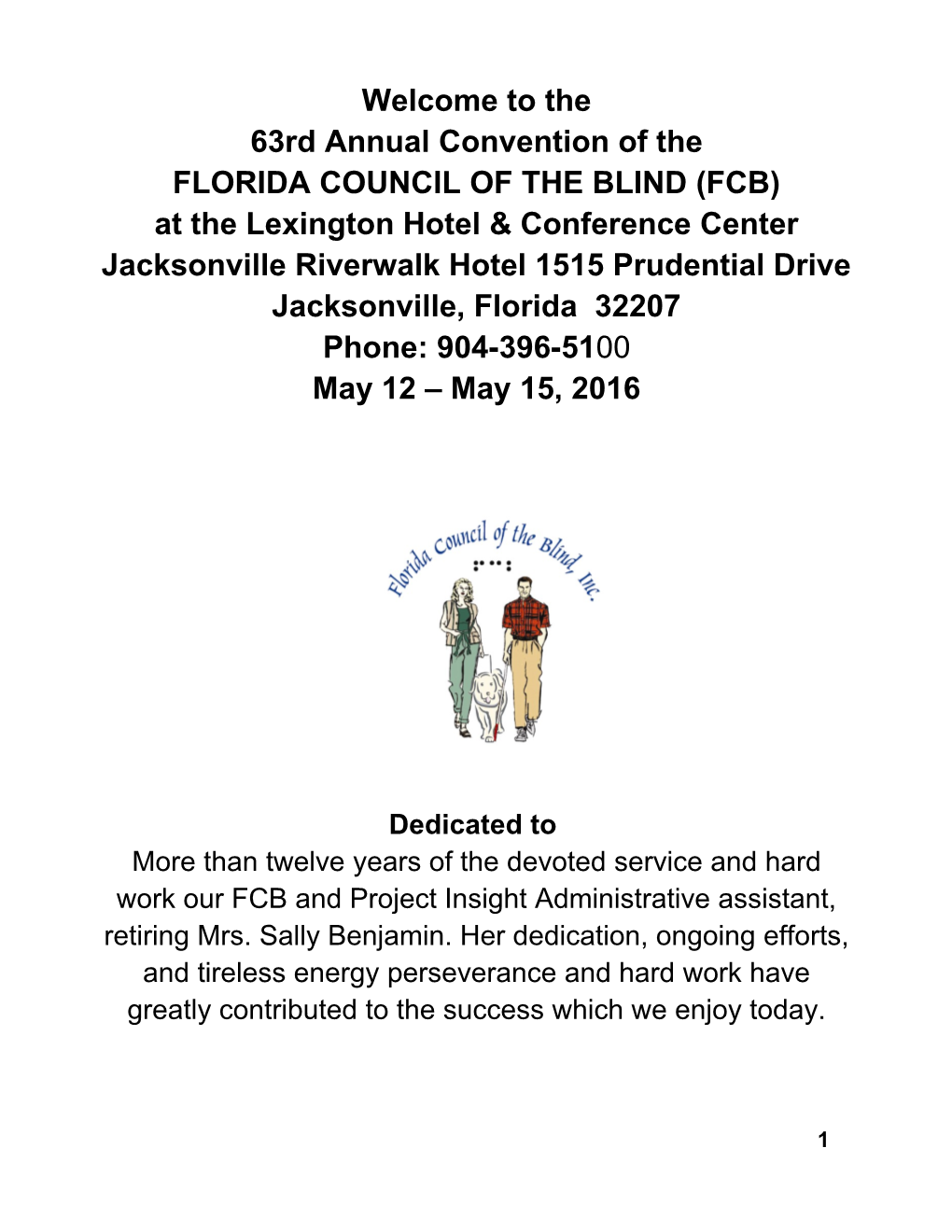 63Rd Annual Convention of the FLORIDACOUNCIL of the BLIND (FCB)