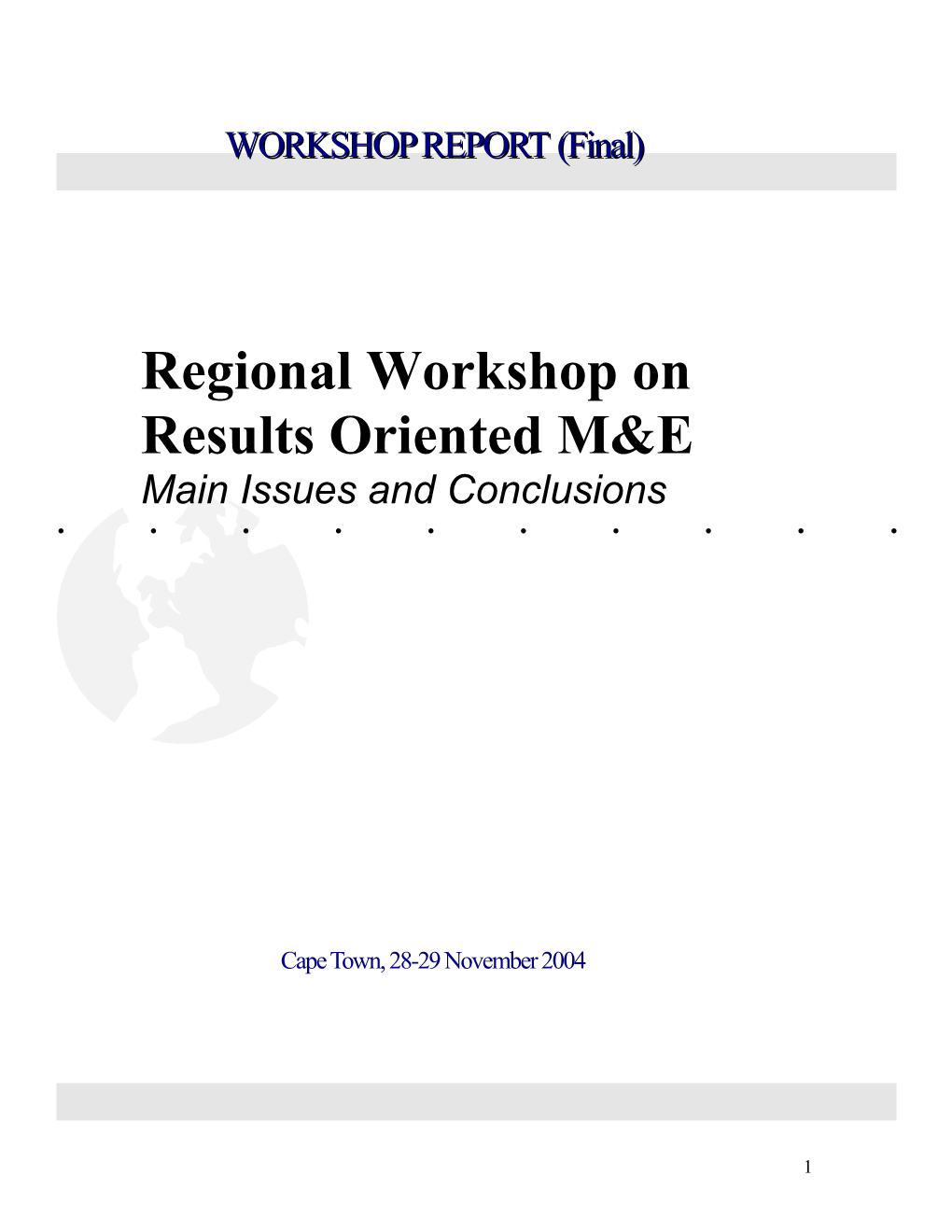 Regional Workshop on Results Oriented M&E