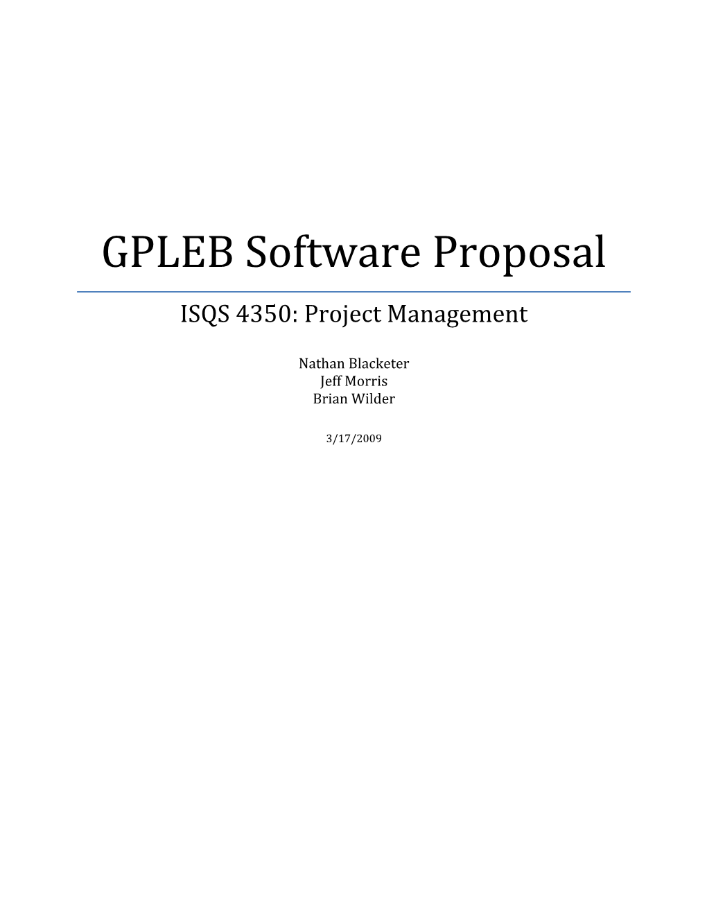 GPLEB Software Proposal