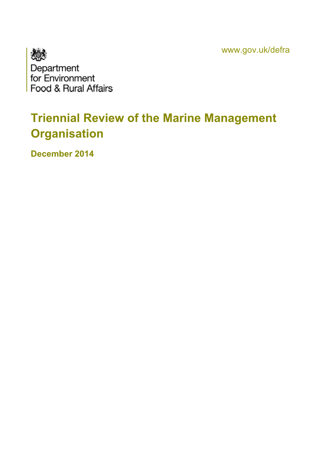 Triennial Review of the Marine Management Organisation