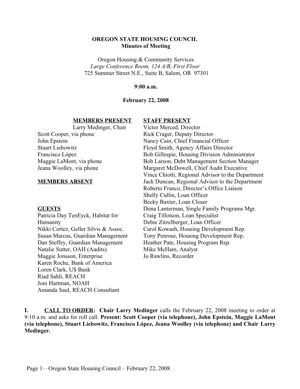 02-22-2008 State Housing Council Meeting Minutes
