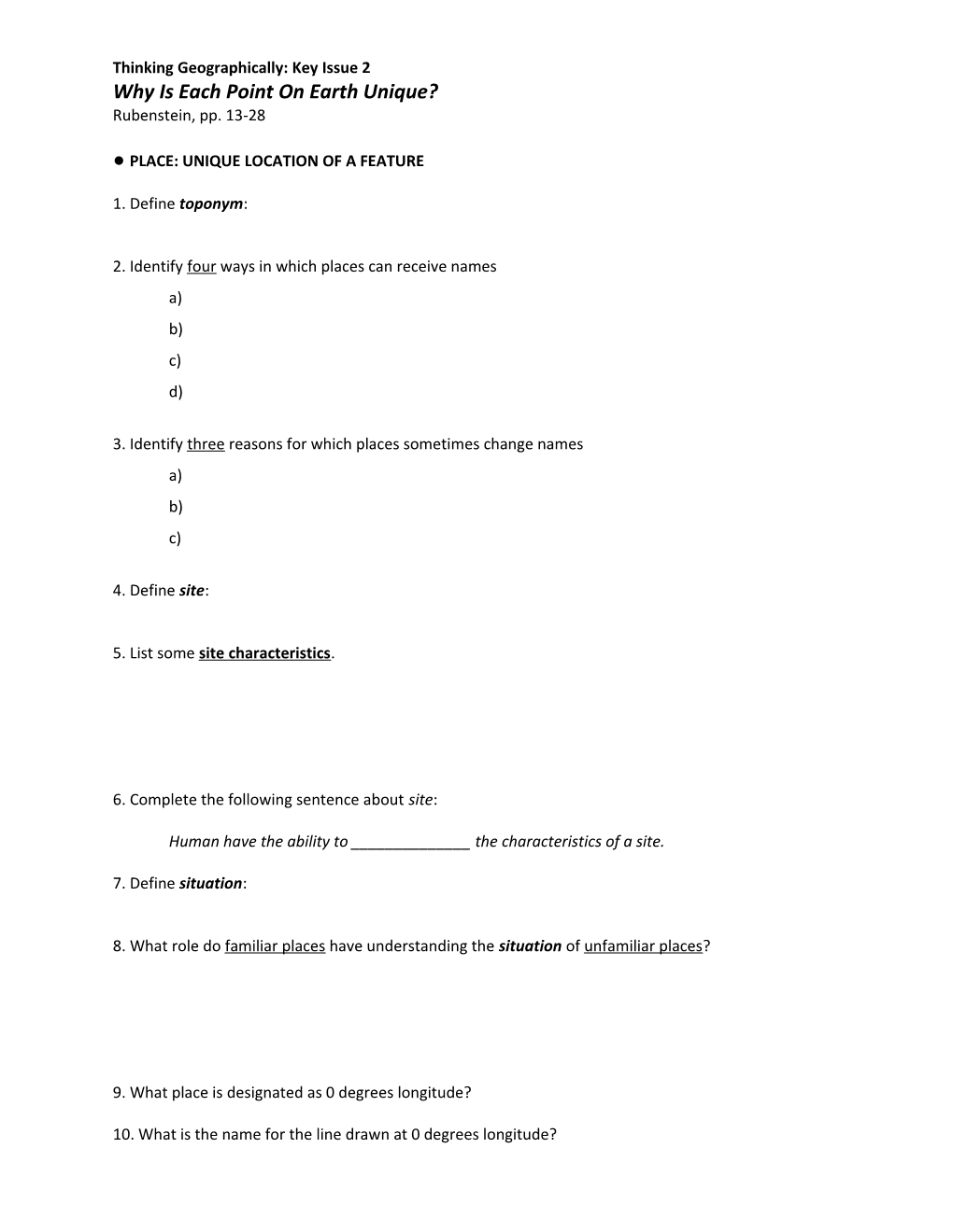 Key Issue 2: Location, Latitude, and Longitude